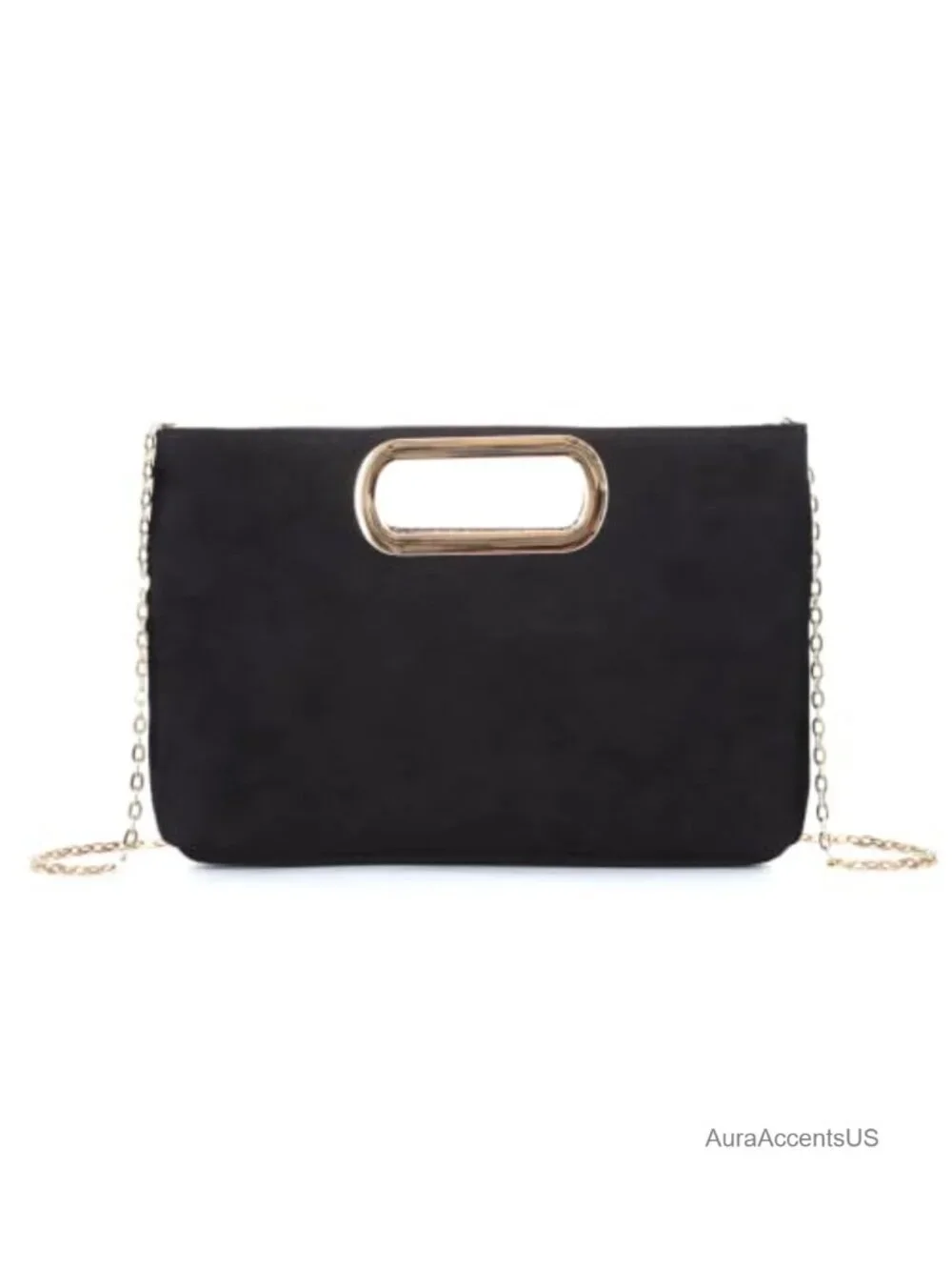 Faux Suede Evening Clutch Purse with Detachable Chain for Wedding Formal